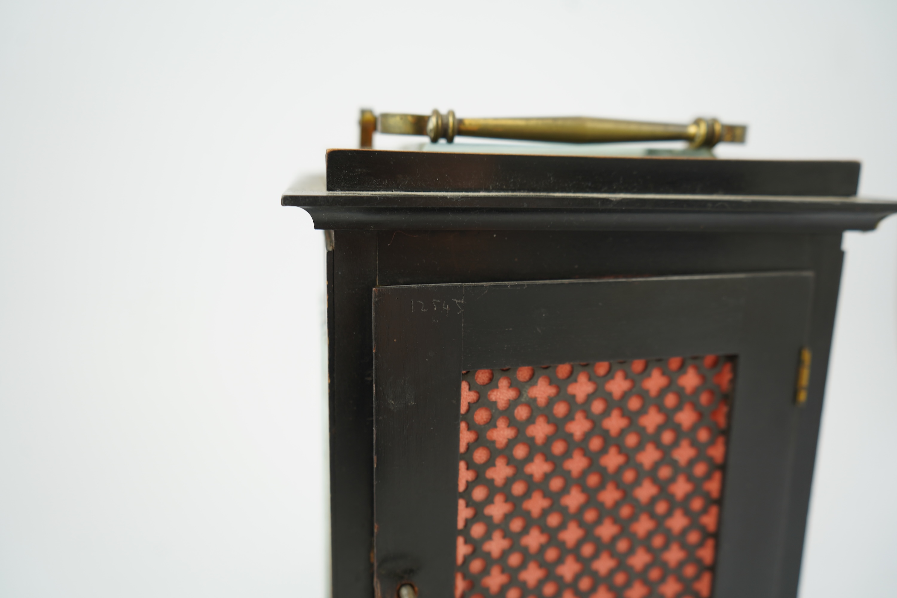 A mid-19th century ebonised double fusee mantel clock by Jacobs and Lucas, 7, Whitefriargate, Hull
